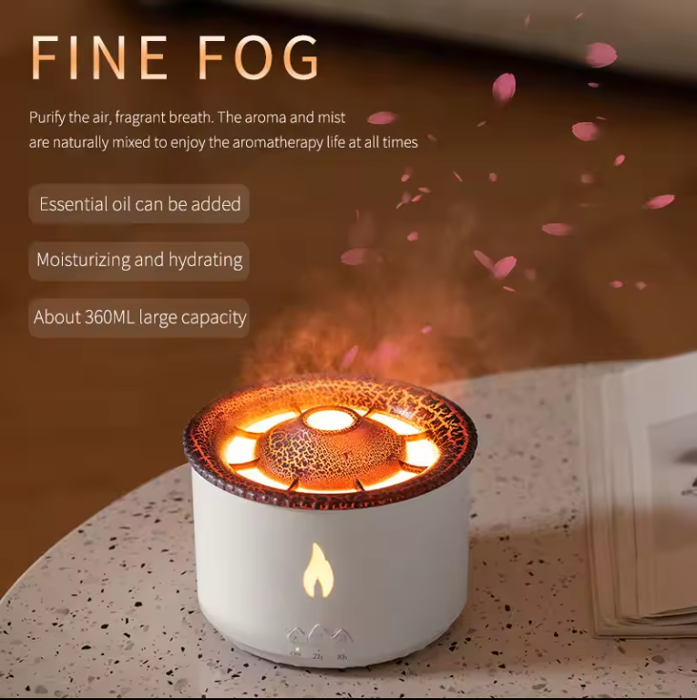 Custom Low Noise Night Light Humidifier Blue and Red Flame LED 3D Aroma Essential Oil For Home and Bedroom