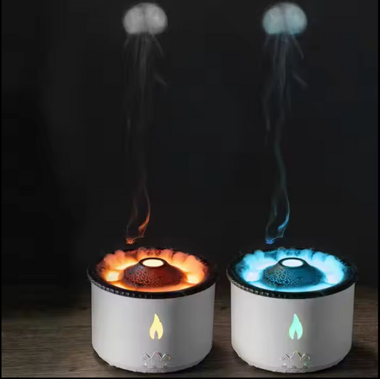 Custom Low Noise Night Light Humidifier Blue and Red Flame LED 3D Aroma Essential Oil For Home and Bedroom
